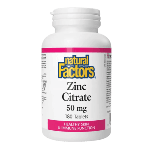 Natural Factors Zinc Citrate 50 mg (180 Tablets)