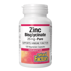 Natural Factors Zinc Bisglycinate 25 mg (120 Capsules)