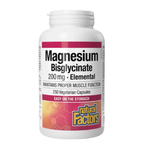Natural Factors Magnesium Bisglycinate Pure 200 mg (250 Capsules)