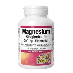 Natural Factors Magnesium Bisglycinate Pure 200 mg (120 Capsules)
