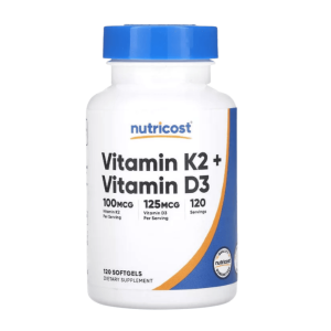 Nutricost Vitamin K2 (MK7) (100 mcg) + Vitamin D3 (5000 IU) (120 Softgels)
