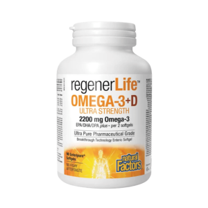 Natural Factors RegenerLife Omega-3+D Ultra Strength 2200 mg / 1000 IU (90 Softgels)